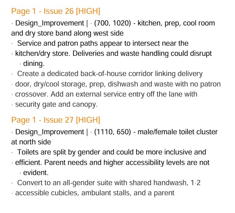 DrawInspect interface showing compliance analysis and design suggestions