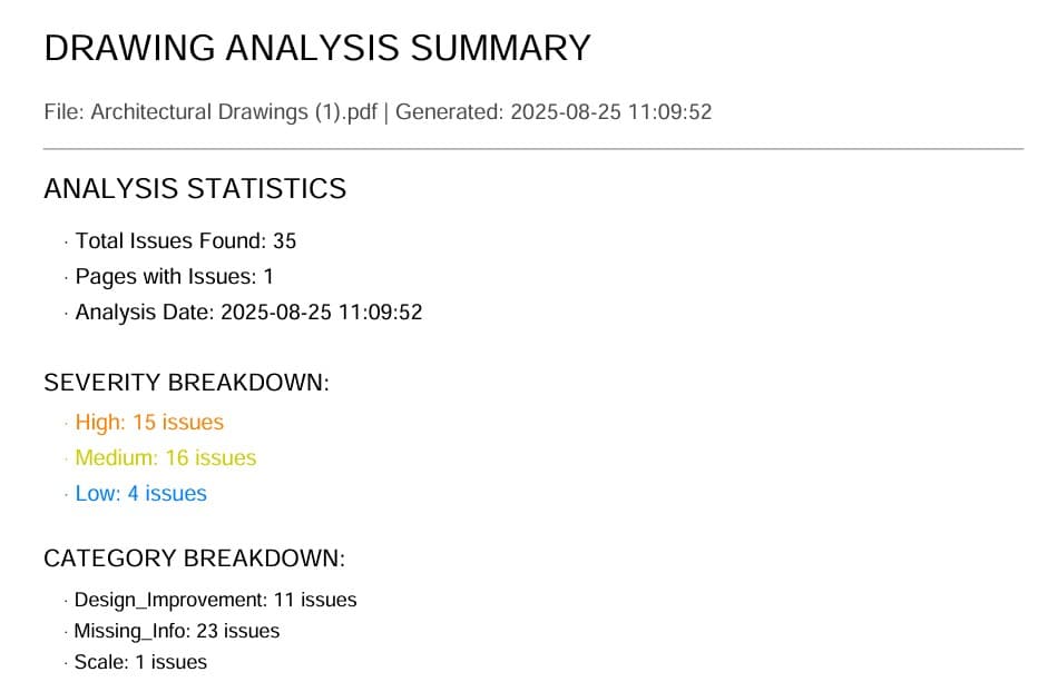 Executive summary page with key findings and recommendations